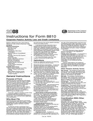 Instructions for Form 8810 Corporate Passive Activity Loss and Credit Limitations Section References Are to the Internal Revenue