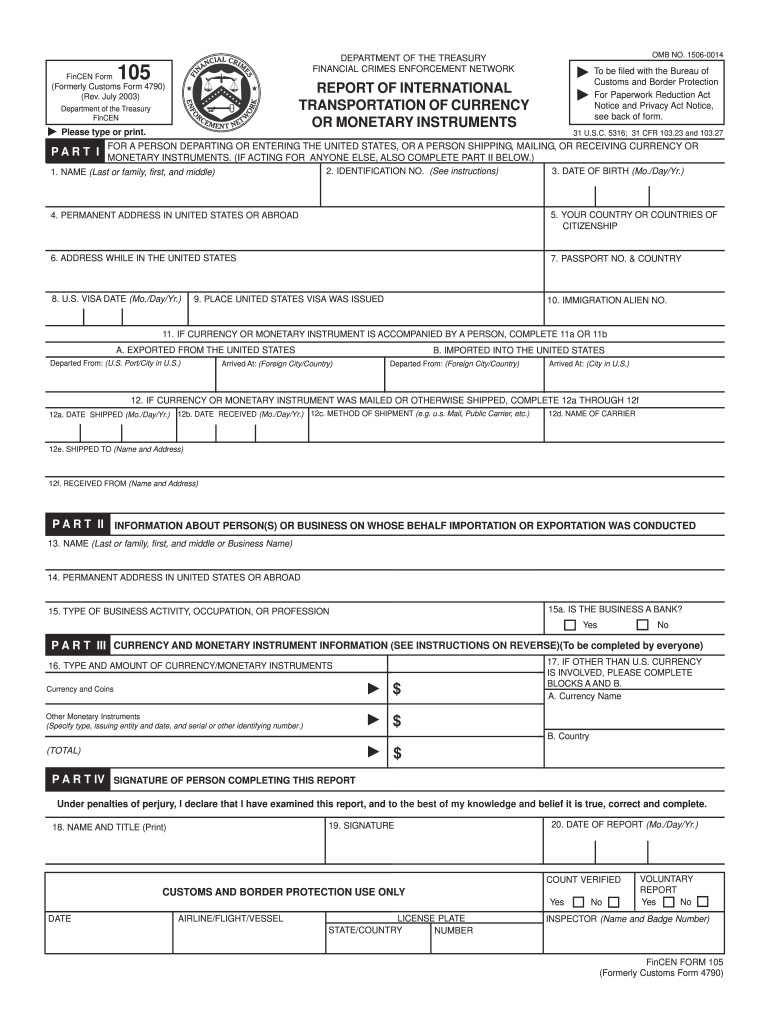 Fincen 105  Form