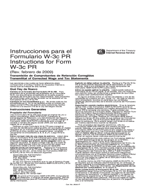 Instruction W 3 C PR Rev February Instructions for Form W 3c PR, Transmittal of Corrected Wage and Tax Statements