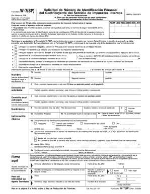 Get and Sign Form W 7SP Rev February Application for IRS Individual Taxpayer Identification Number Spanish Version 2008