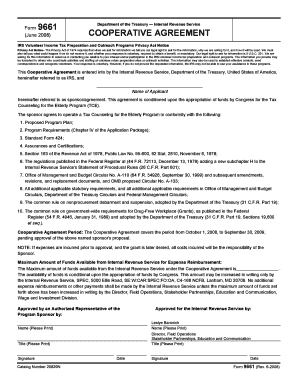 Form 9661 Rev June Fill in Capable TCE Program Cooperative Agreement