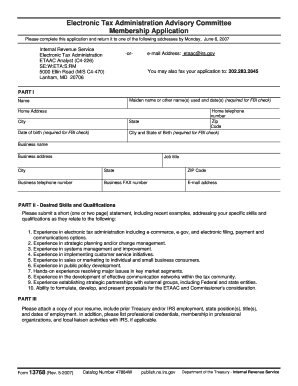 Form 13768 Rev May Fill in Capable Electronic Tax Administration Advisory Commitee Application