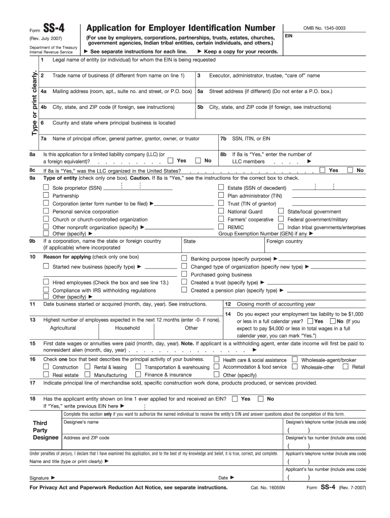  Ss 4 Fillable Form 2007