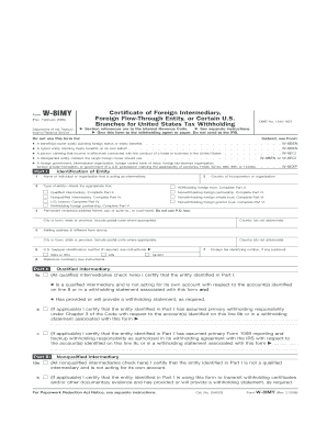 Form W 8IMY Rev February Fill in Capable Certificate of Foreign Intermediary, Foreign Flow through Entity, or Certain U S Branch
