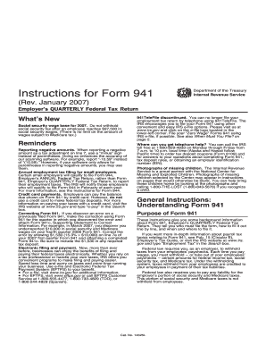 Instructions for Form 941 Rev January Instructions for Form 941, Employer&#039;s Quarterly Federal Tax Return