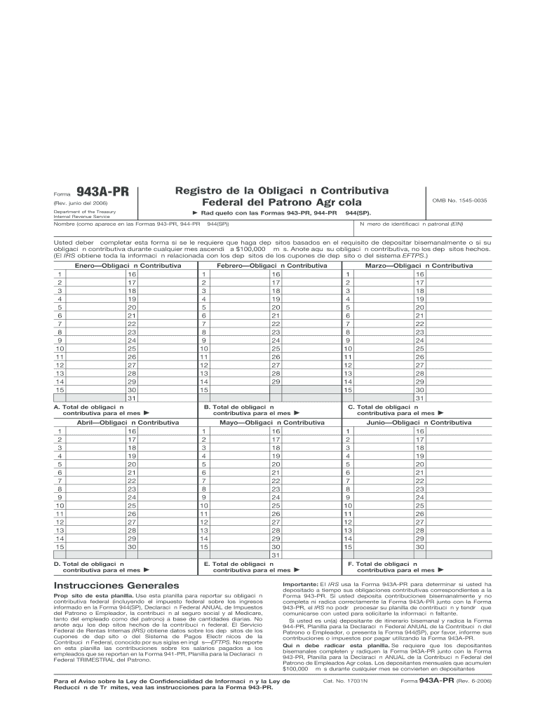 Form 943A PR Rev June