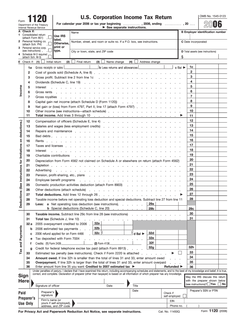 1120 Form for