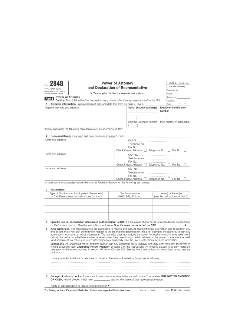  2848 Fill in Form 2004