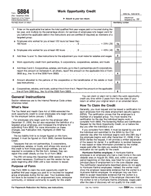 Form 5884 Rev December Fill in Capable Work Opportunity Credit