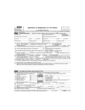 Form 8264 Rev March Fill in Capable Application for Registration of a Tax Shelter