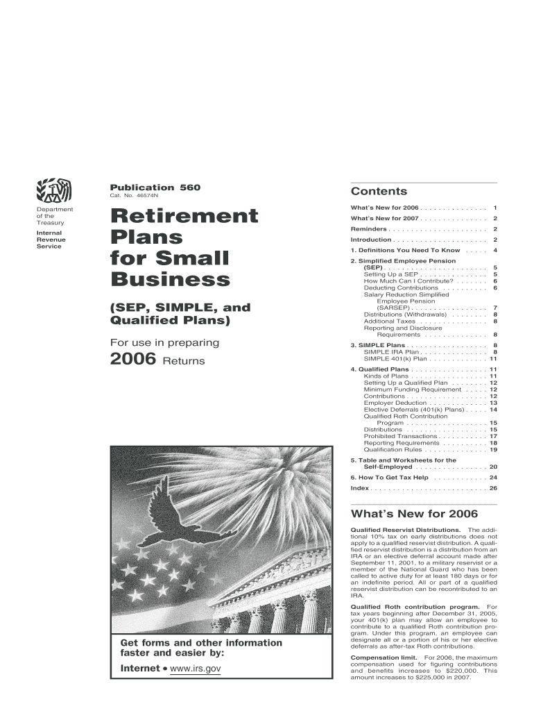 Publication 560 Rev Retirement Plans for Small Business SEP, SIMPLE, and Qualified Plans  Form