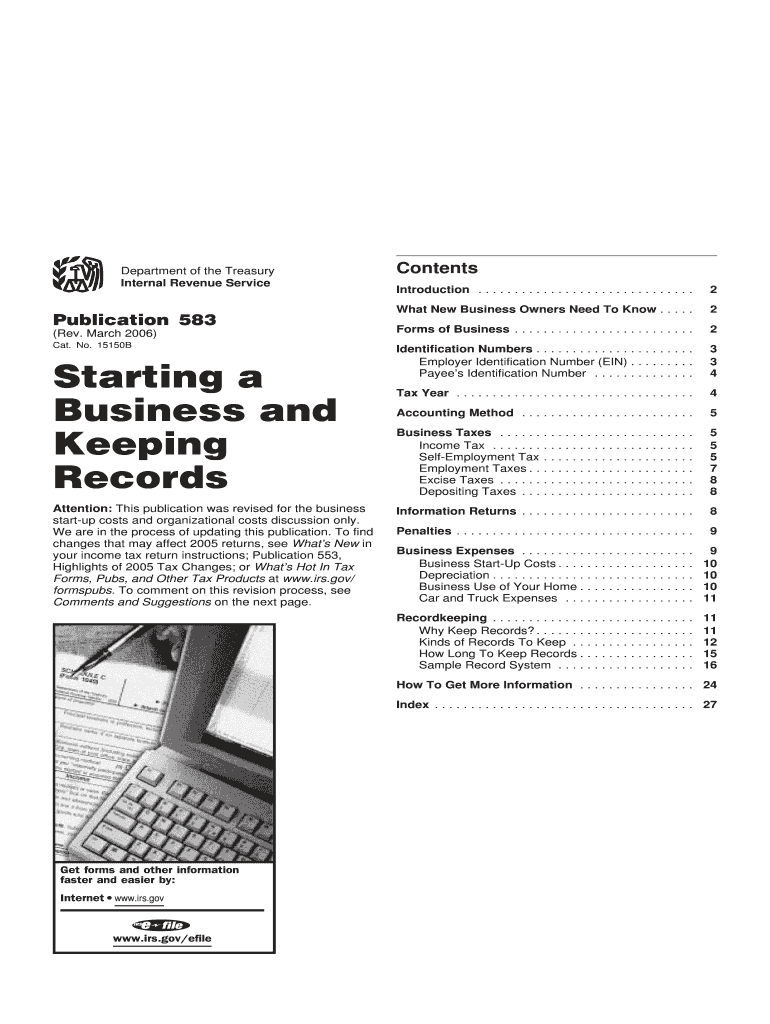 Publication 583 Rev March Starting a Business and Keeping Records  Form