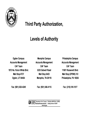 Publication 4019 Rev September Third Party Authorization, Levels of Authority  Form