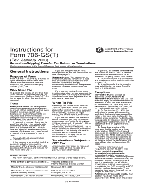 Instructions for Form 706 GST Rev January