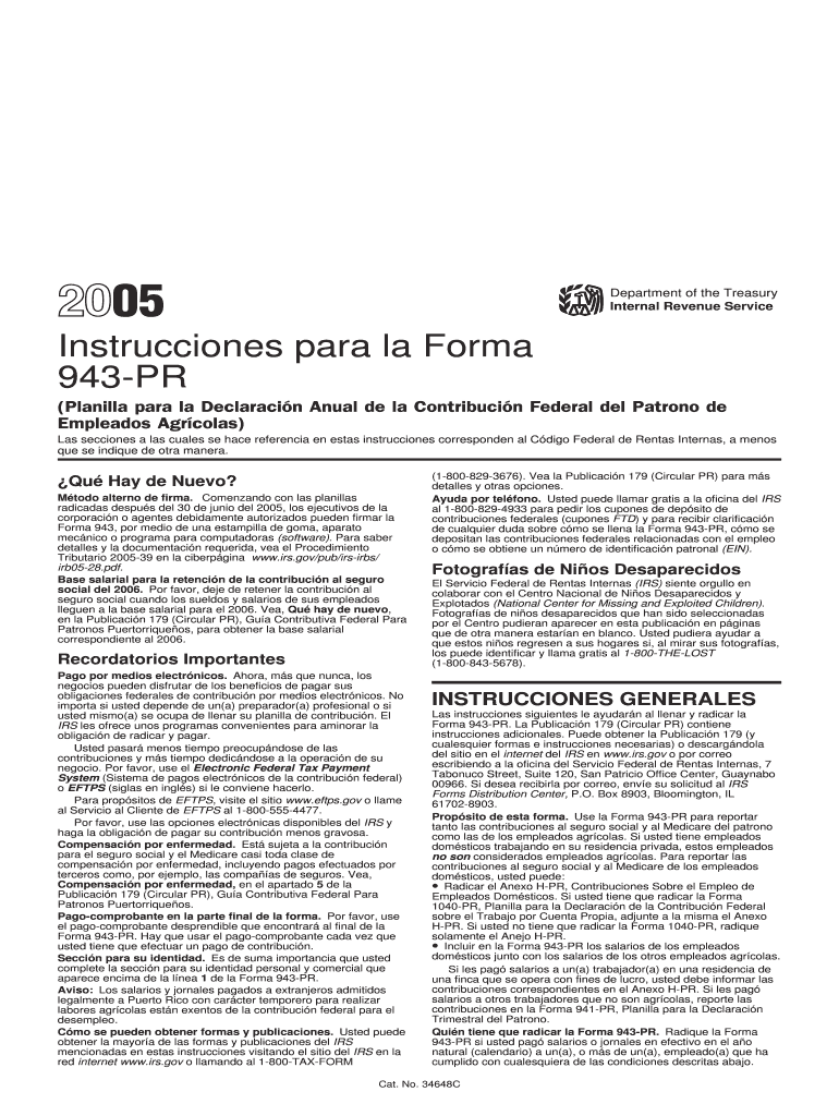 Instructions for Form 943PR Instructions for Form 943 PR, Employer&#039;s Annual Tax Return for Agricultural Employees Puerto Ri