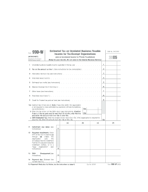 Form 990 W Estimated Tax on Unrelated Business Taxable Income for Tax Exempt Organizations and on Investment Income for Private 