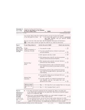 Form 1040A Schedule 3 Fill in Capable Credit for the Elderly or the Disabled for Form 1040A Filers