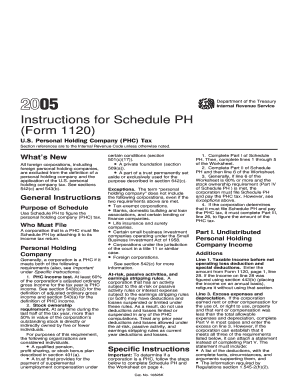 Instructions for Form 1120 Schedule PH Instructions for Schedule PH Form 1120, U S Personal Holding Company PHC Tax