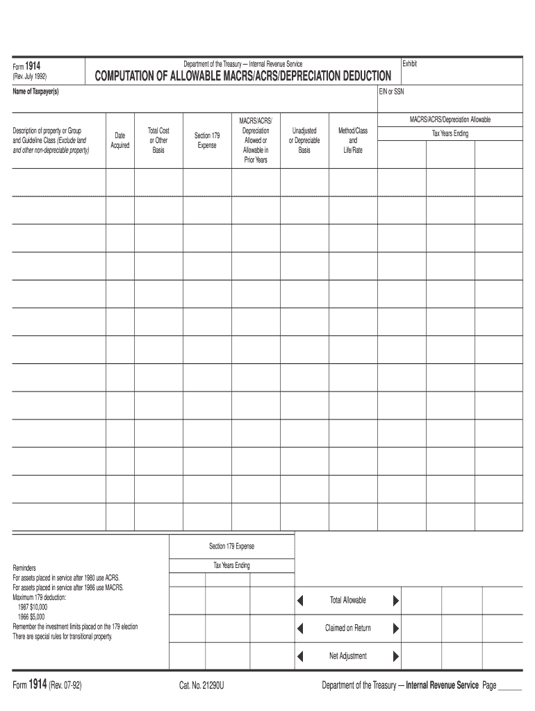 Form 1914 Rev July , NOT Fill in Capable