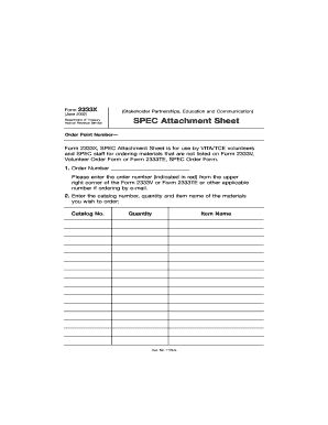 Form 2333X Rev June Fill in Capable SPEC Attachment Sheet