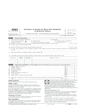 Form 4563 Rev December Fill in Capable Exclusion of Income for Bona Fide Residents of American Samoa