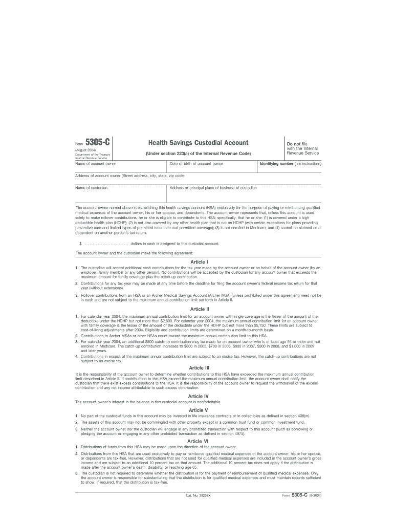 Form 5305 C Rev August Fill in Capable