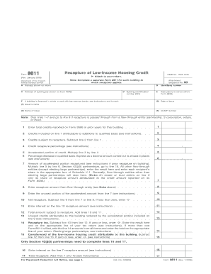 Form 8611 Rev January Fill in Capable Recapture of Low Income Housing Credit