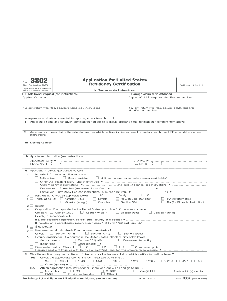  How to Fill in Form 8802 2005