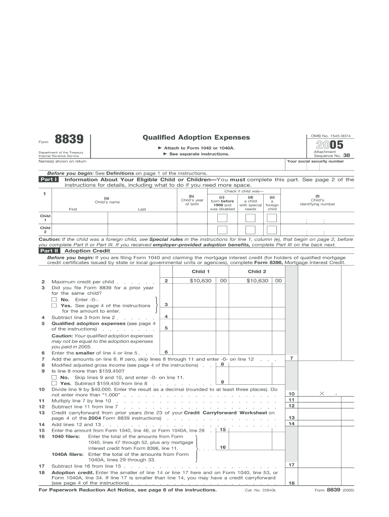 Form 8839 PDF Filler