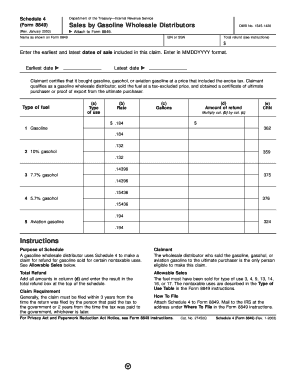 Form 8849 Schedule 4 Rev January , Fill in Capable