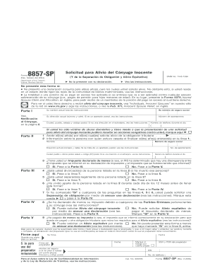 Form 8857 SP Rev February Fill in Capable Solicitud Para Alivio Del C Nyuge Inocente