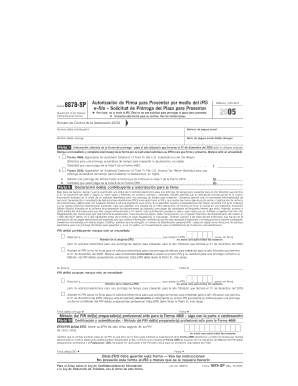Form 8878 SP Fill in Capable IRS E File Signature Authorization for Application for Extension of Time to File Spanish Version
