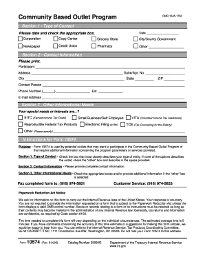 Form 10574 Rev May Fill in Capable Community Based Outlet Program Information Sheet