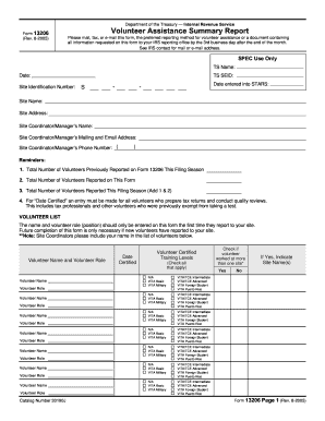 Department of the Treasury Internal Revenue Service Form 13206 Rev