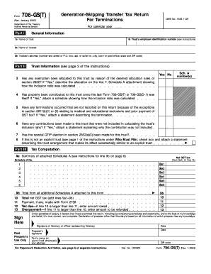 Form 706GST Rev January Generation Skipping Transfer Tax Return for Terminations
