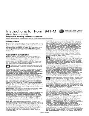Instructions for Form 941 M Rev March