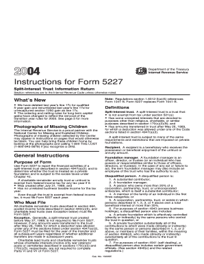 Instructions for Form 5227 Split Interest Trust Information Return Section References Are to the Internal Revenue Code unless Ot