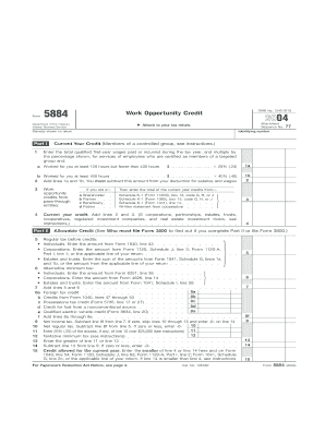 Form 5884 Work Opportunity Credit Attach to Your Tax Return