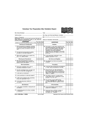 Form 6729 Rev July Volunteer Tax Preparation Site Visitation Report