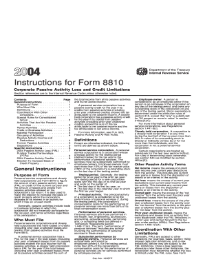 Instruction for Form 8810 Corporate Passive Activity Loss and Credit Limitations