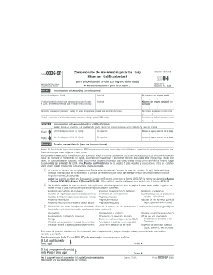 Form 8836 SP Qualifying Children Residency Statement for the Earned Income Credit Spanish Version