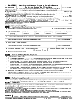 December Department of the Treasury Internal Revenue Service Certificate of Foreign Status of Beneficial Owner for United States  Form