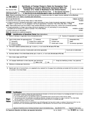 Form W 8ECI Rev December Certificate of Foreign Person&#039;s Claim for Exemption from Withholding on Income Effectively Connect