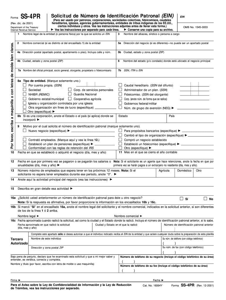  Srp Form Printable 2001