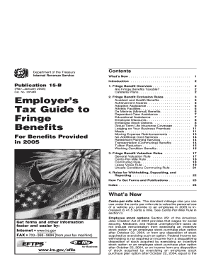 Publication 15 B Rev January Employer&#039;s Tax Guide to Fringe Benefits  Form