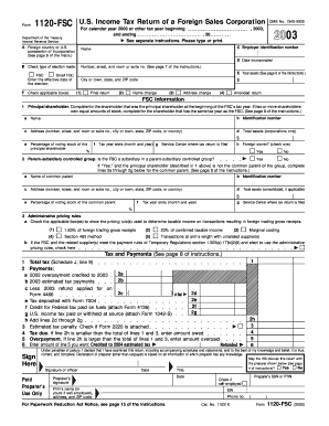Form 1120 FSC Fill in Version U S Income Tax Return of a Foreign Sales Corporation