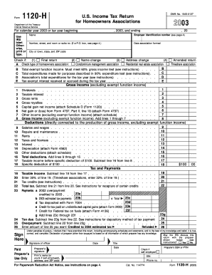 Income Tax 1120 H Form