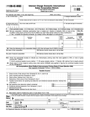 Form 1120 IC DISC Fill in Version Interest Charge Domestic International Sales Corporation Return