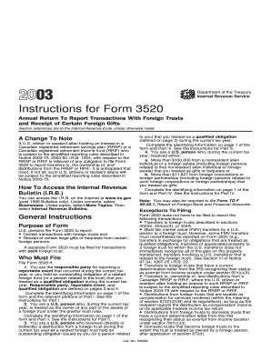 Instructions for Form 3520 Annual Return to Report Transactions with Foreign Trusts and Receipt of Certain Foreign Gifts