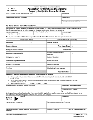 Form 4422 Rev October 86 Fill in Version